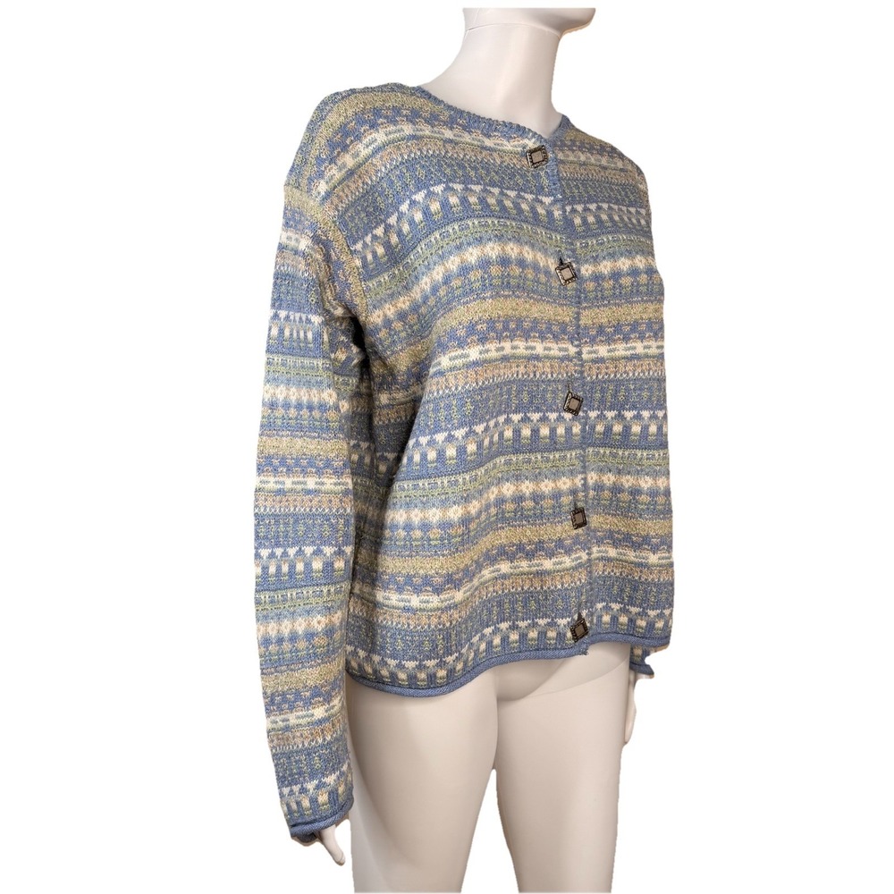 Vintage Alps Fine Womens Apparel Cardigan Sweater Made in USA Multicolor SZ-M - Picture 11 of 16